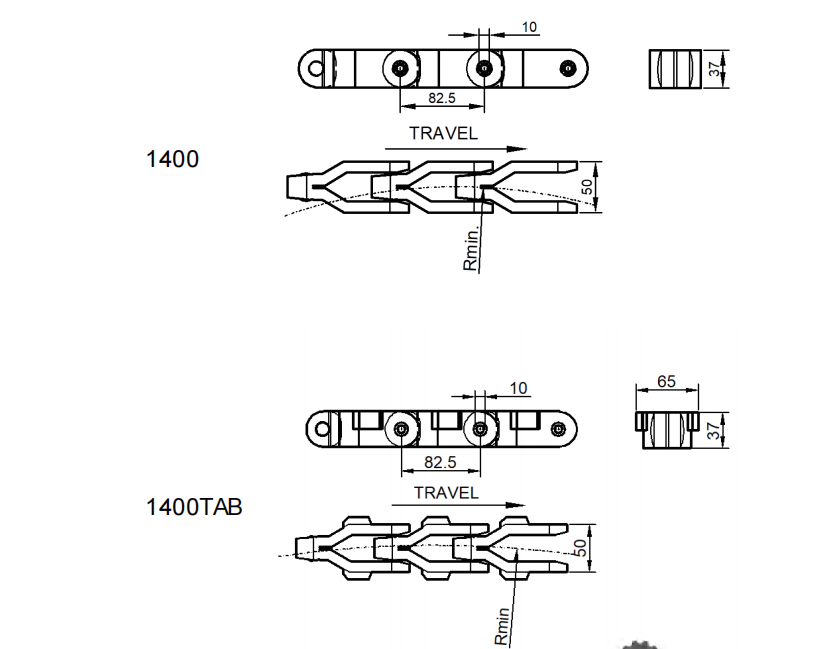 Case Conveyor Chains (1400 Series) Specifications